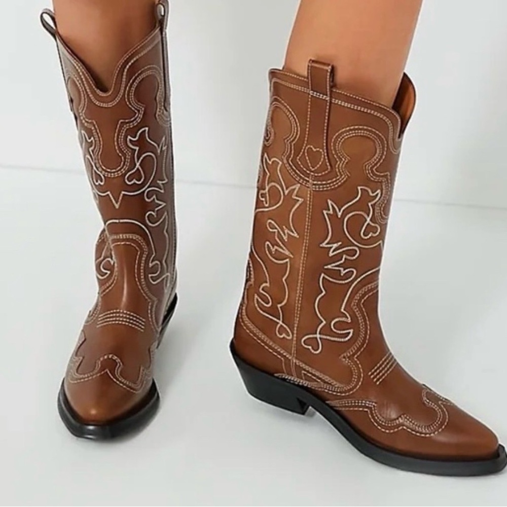 Ganni Mid Shaft Embroidered Westerj Boots (Size 42 EU) - Picture 3 of 9